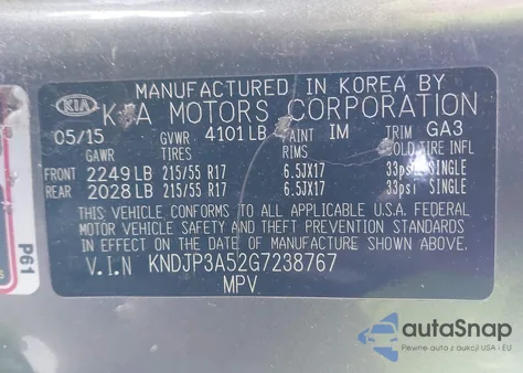 2016 Kia Soul + z USA, uszkodzony, nr VIN KNDJP3A52G7238767